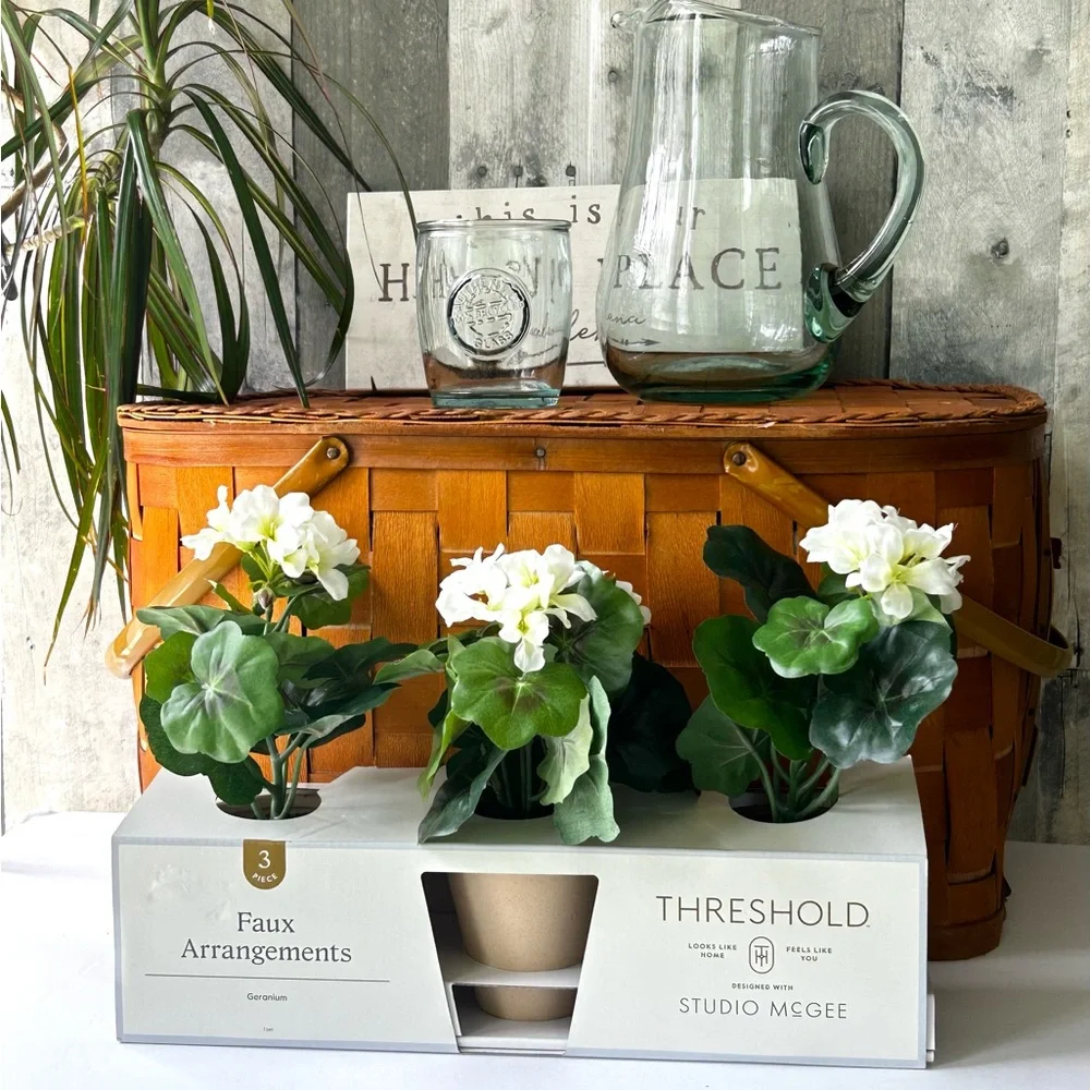 🌴Threshold Lovely Faux White Geranium Floral Arrangements | Set of Three